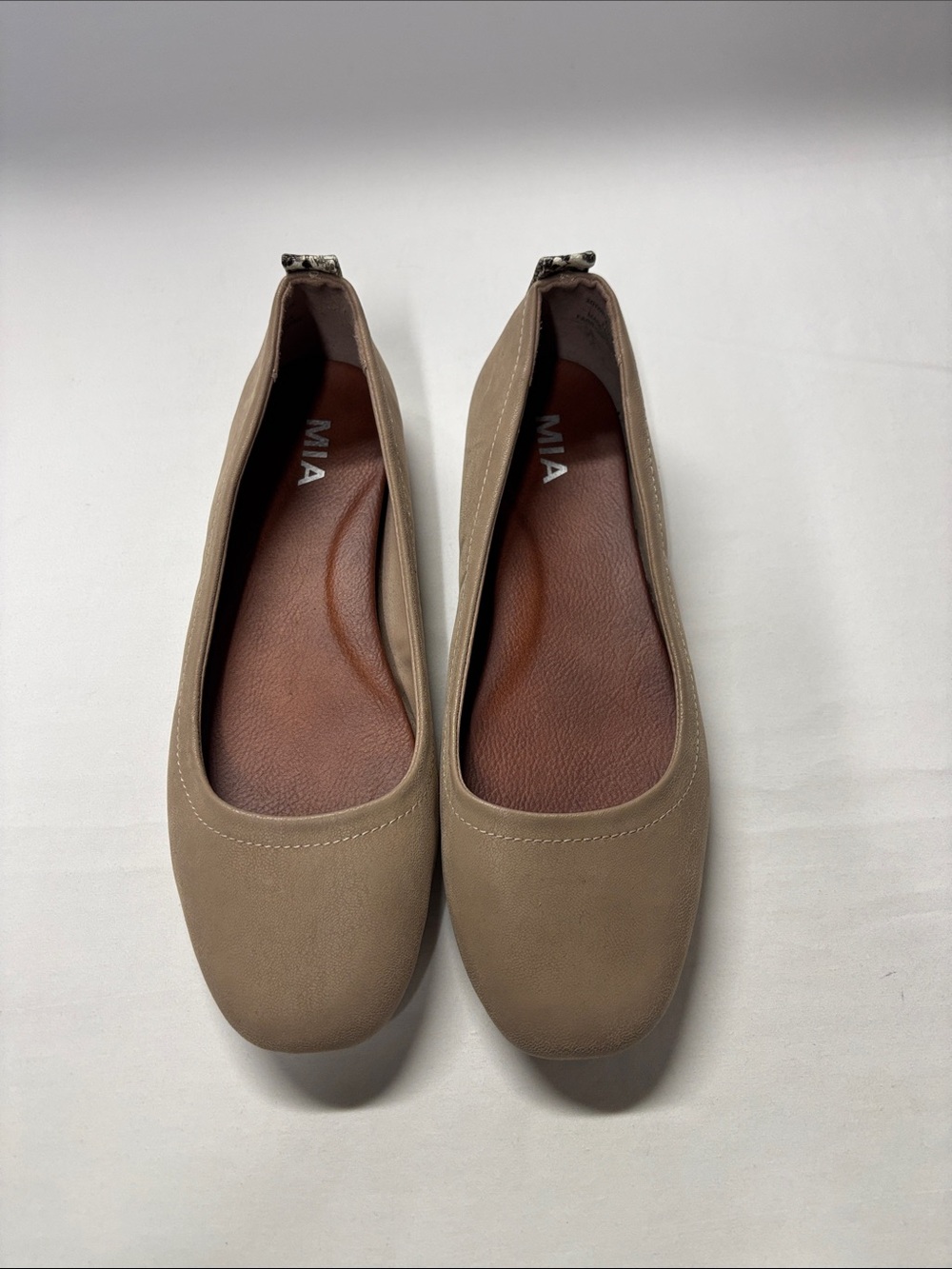 MIA Women's Taupe Rounded Toe Ballet Flats